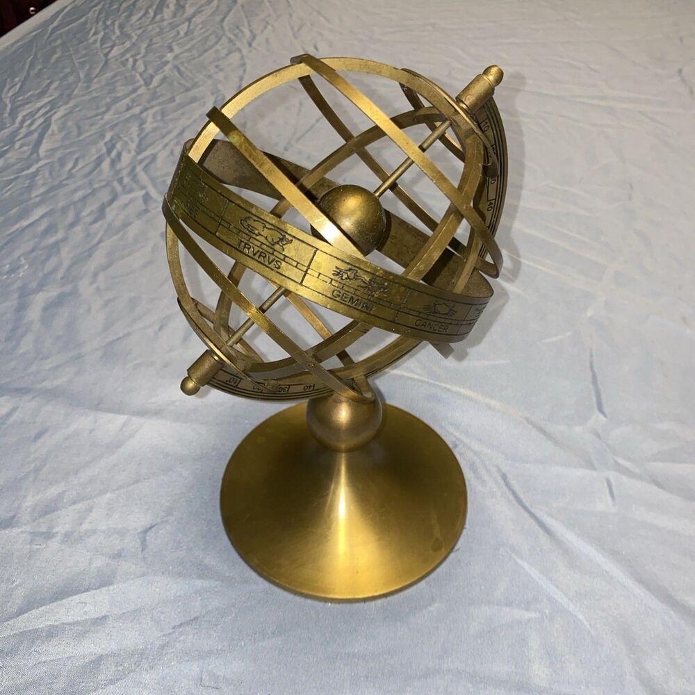 Zodiac Desk Celestial Amillary Globe Sphere Vintage STYLED Home Decor 9” Tall